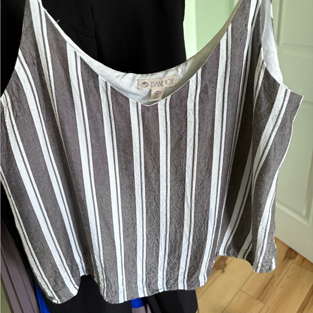 Double Lined Linen Striped Tank Top